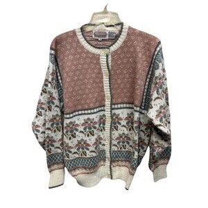 Vintage Y2K Cottage The Import Workshop Cardigan Sweater Floral Women M Buttons